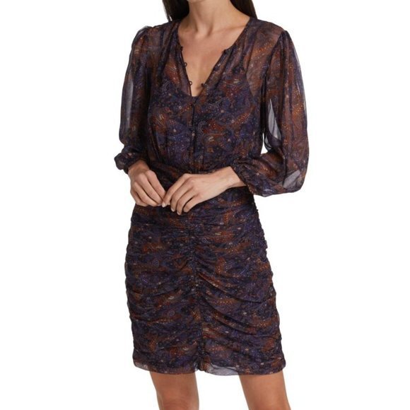 VERONICA BEARD Kerri Paisley Silk Mini Dress Size 2 - Picture 1 of 10